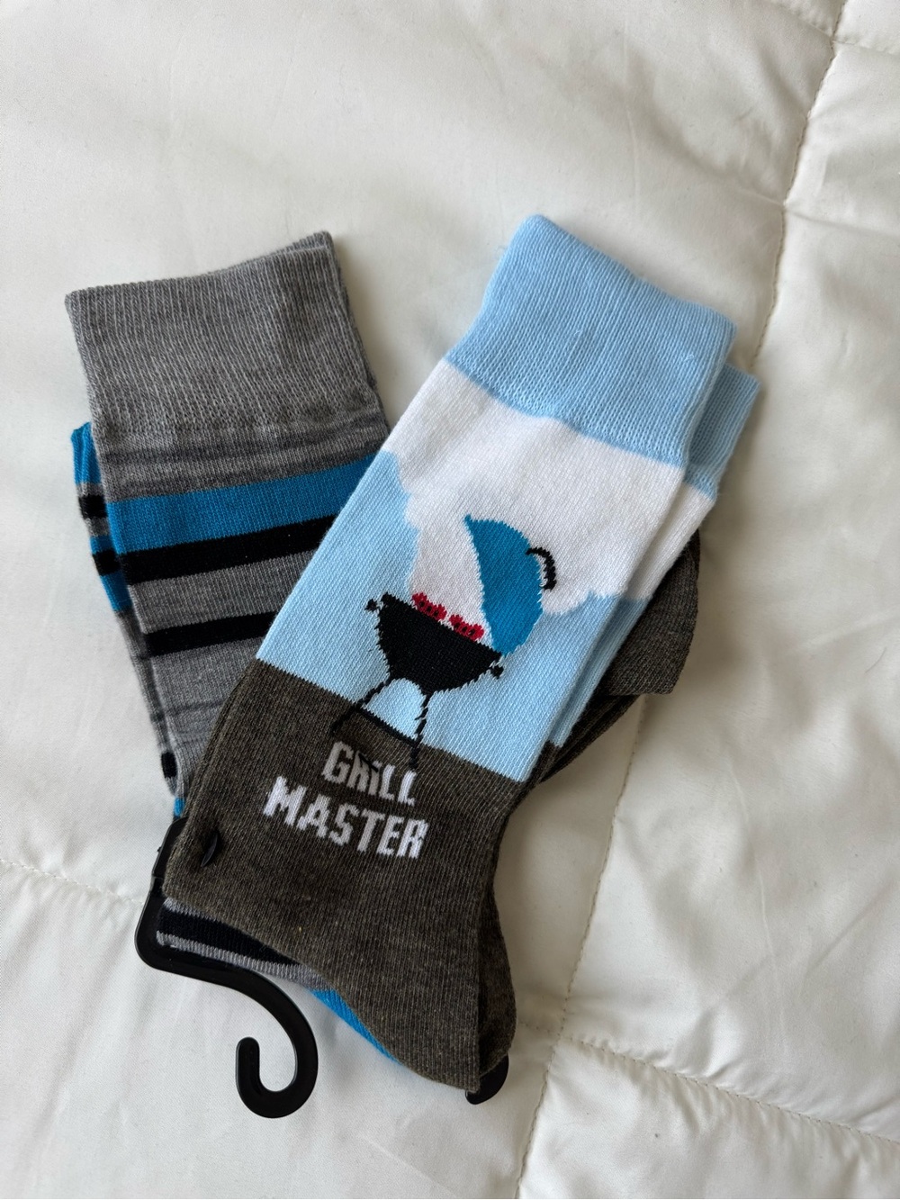Grill Master Crew Socks - Light Blue & Gray